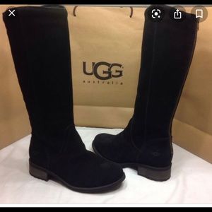 Ugg black long suede boot with zipper